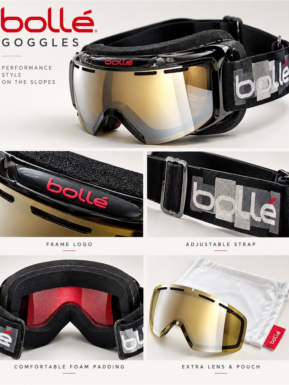 Bollé Ski & Snowboard Goggles Extra Lens & Pouch